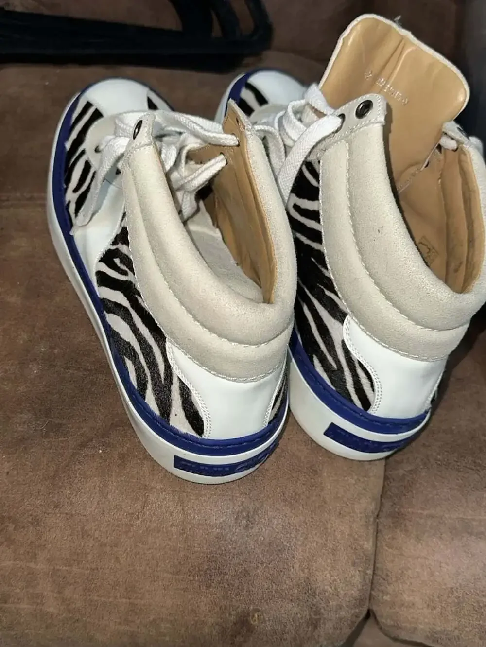 Jimmy Choo Belgravia High-Top Sneakers Size 42.5 Zebra Pony Hair